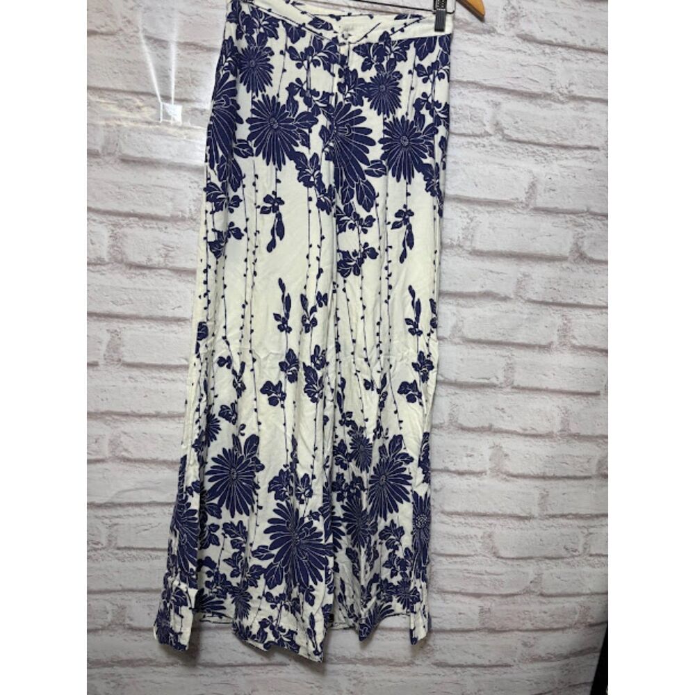 Free People Sundae Stroll Wide Leg Pants White Blue Size 4 Small Greece Vacation - Picture 3 of 7